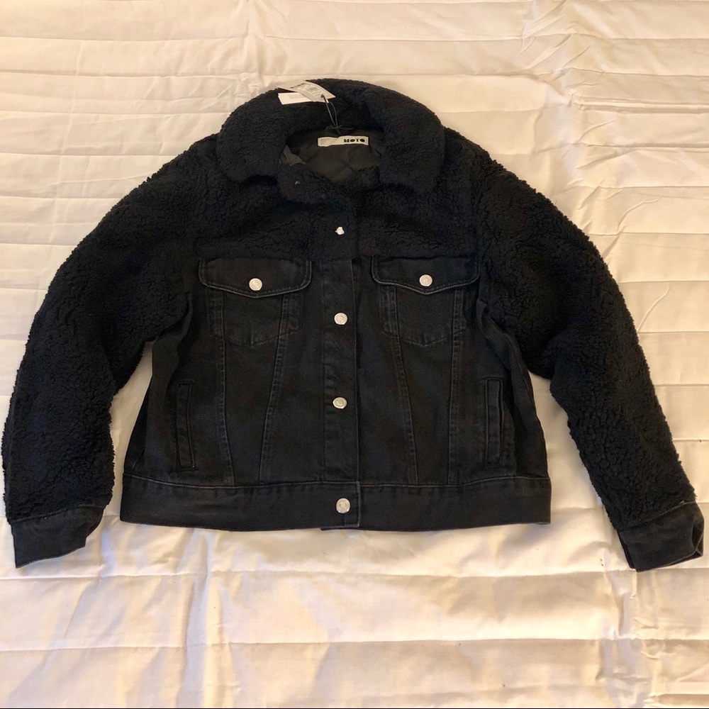 TOPSHOP HYBRID BORG DENIM JACKET